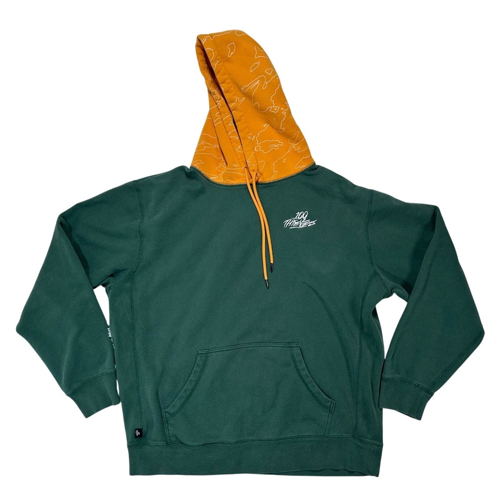 100 Thieves Foundations Geoprint HoodieAlpine/Orange Size‎ Large